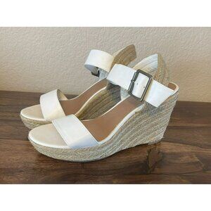 Sonoma white espadrilles sandals shoes braided platform open toe wedge Women 7.5